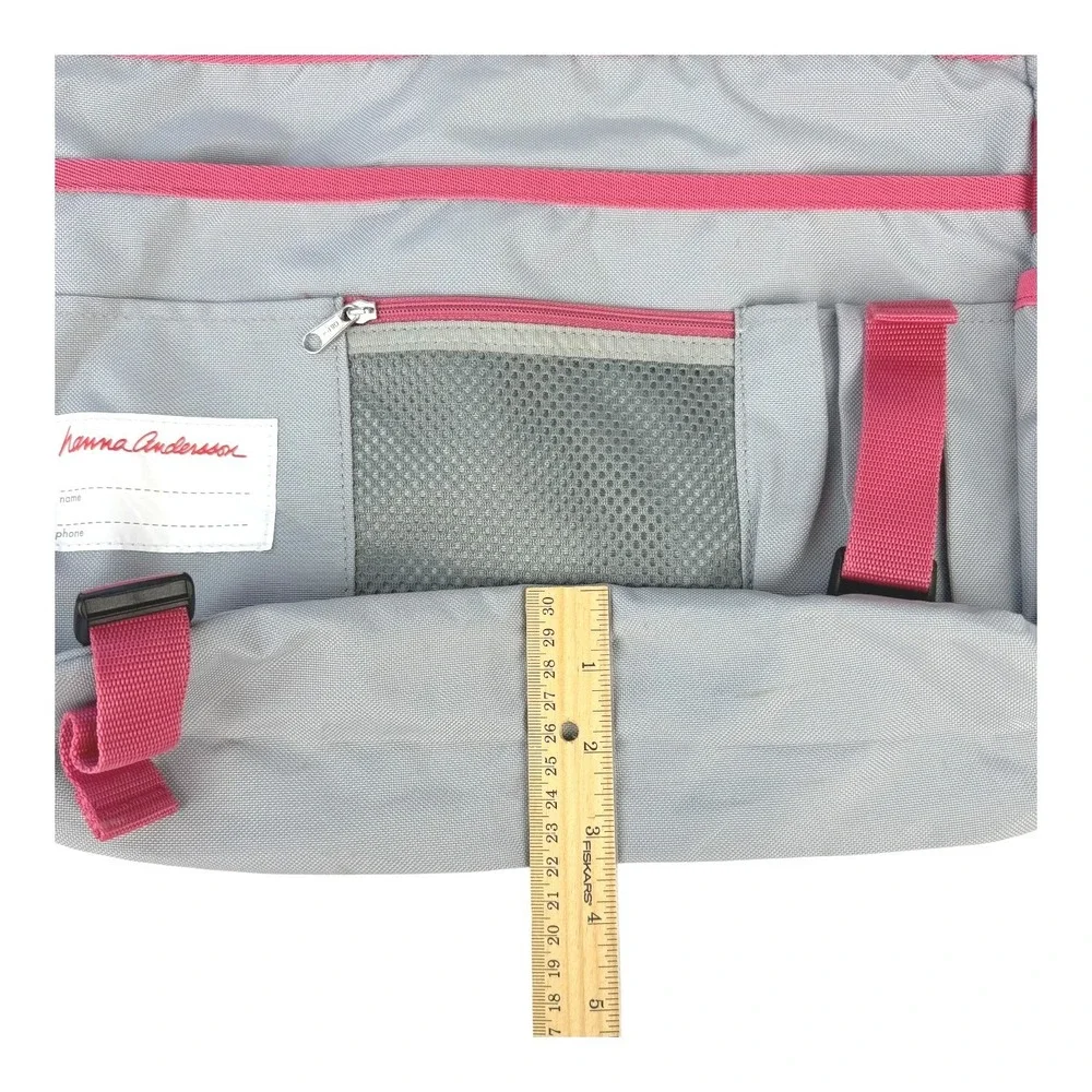 Hanna‎ Andersson Kids Owl Messenger Backpack Book Bag Gray Pink Adj Strap School